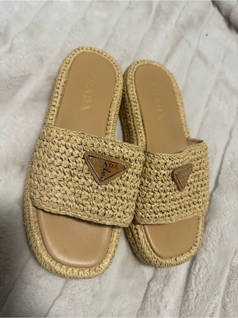 Prada Raffia Slide Sandals | Size 8 - Picture 2 of 3